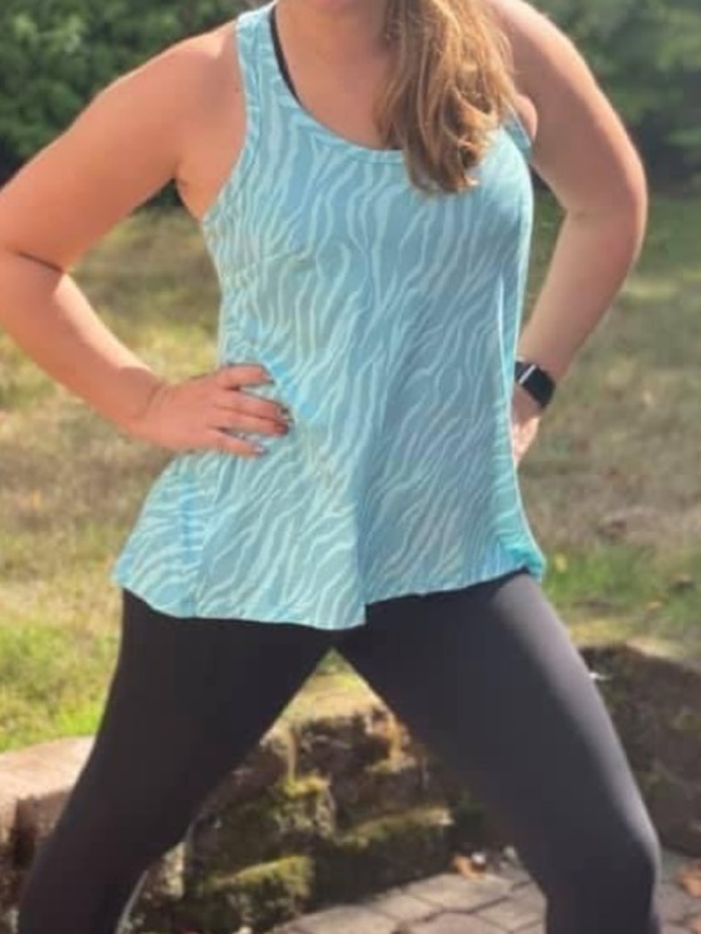 LuLaRoe Light Aqua Zebra Print Tank Top